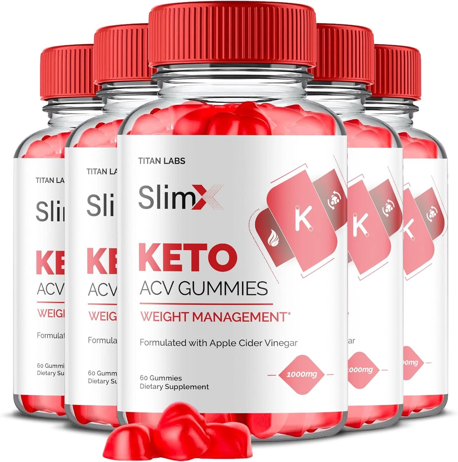 (5 Pack) SlimX Keto Gummies, Slim X Keto ACV Gummies Weight Loss (300 Gummies)