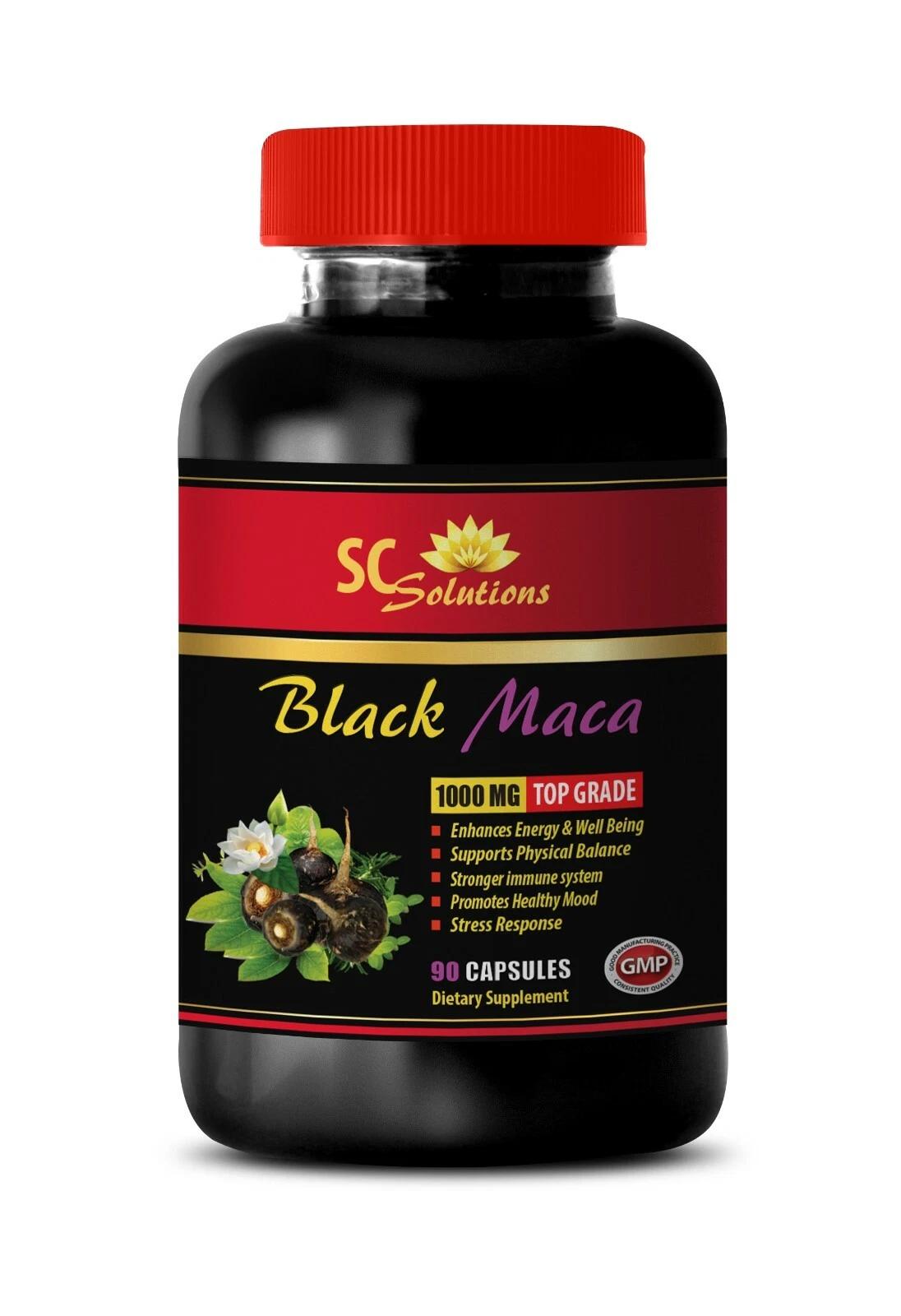 muscle vitamins for men - BLACK MACA energy boosting nature supplement 1 BOTTLE
