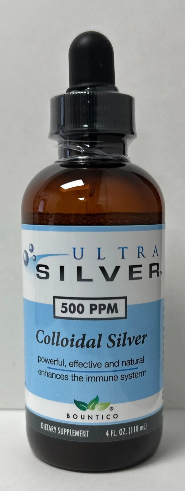 Ultra Silver Colloidal Silver 500ppm 4 oz Liquid (5 pack) PLASTIC BOTTLE (plata)
