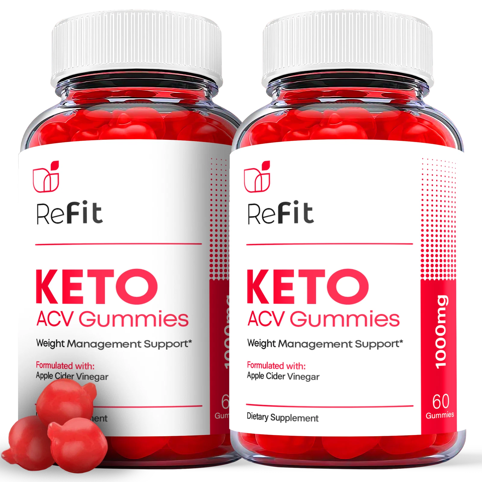 (2 Pack) Refit Keto Gummies - Refit ACV Keto Gummies Weight Loss, Vegan-120 Gums