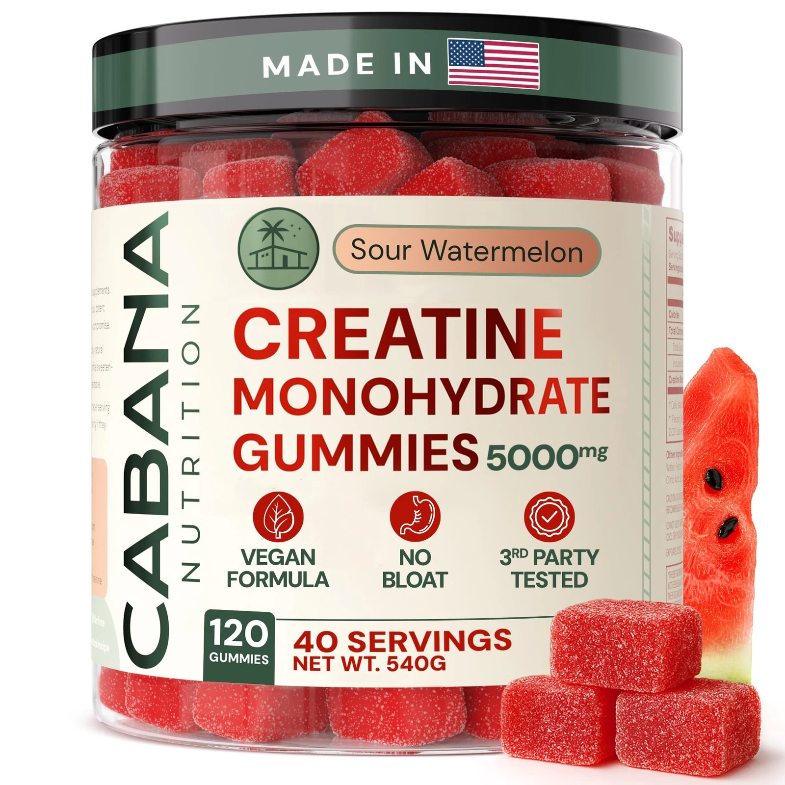 Creatine Monohydrate Gummies 5g - Watermelon Flavored Creatine for Women and ...