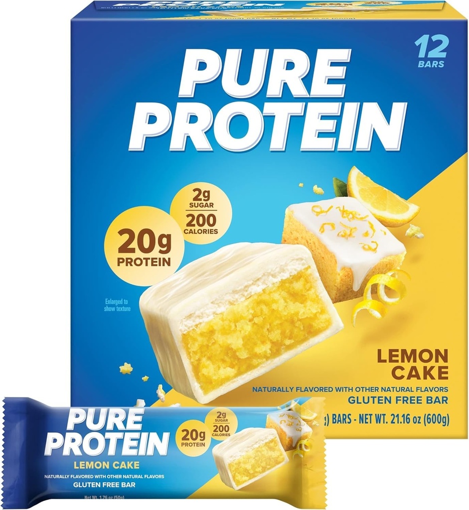 Pure Protein Bars Lemon Cake 12ct High Protein Low Sugar Snack