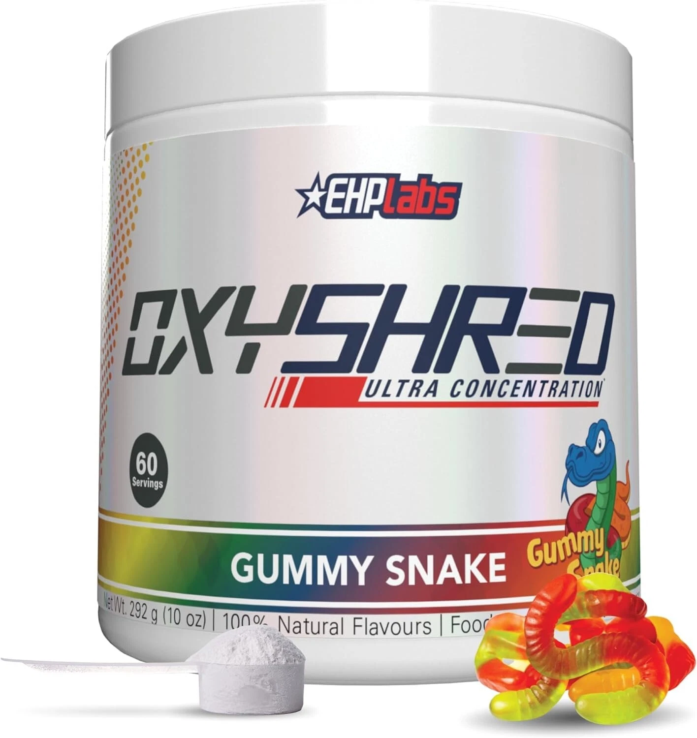 EHPLabs OxyShred Thermogenic Fat Burner Gummy Snake 60 srvs 292g exp date 2025/8