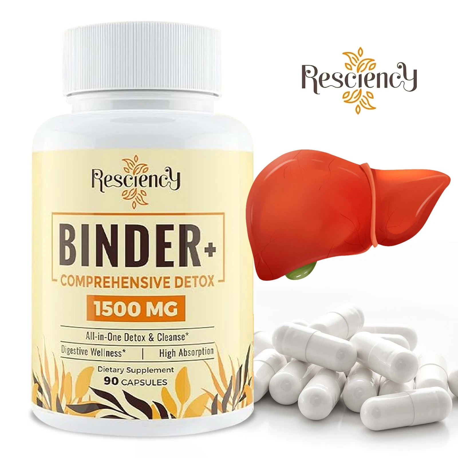 Resciency Detox Binder-Activated Charcoal,Zeolite, Bentonite Clay, Liver Cleanse