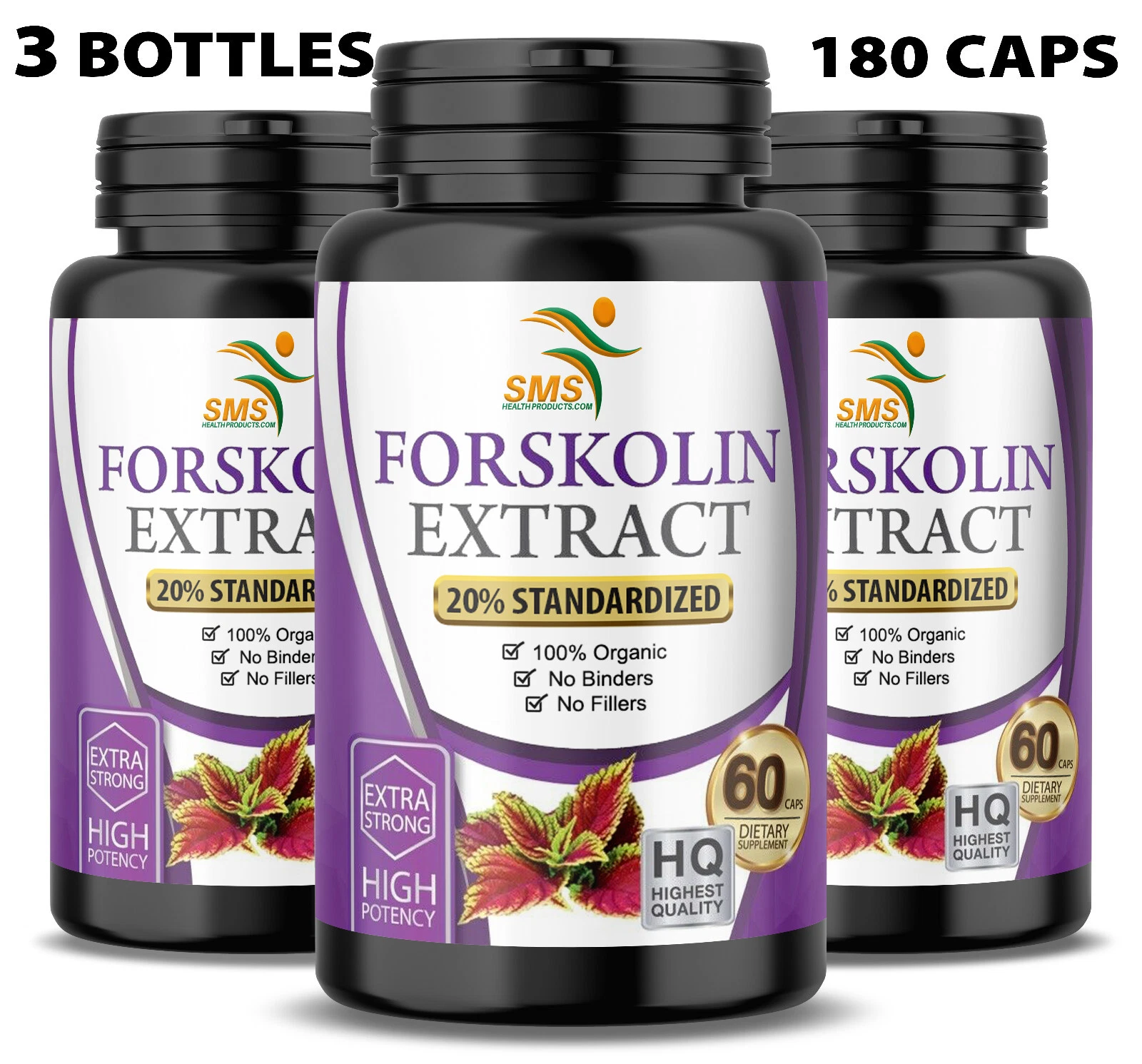 Coleus Forskohlii Forskolin Extract 2000mg 20% Standardized Vegan 180 Capsules