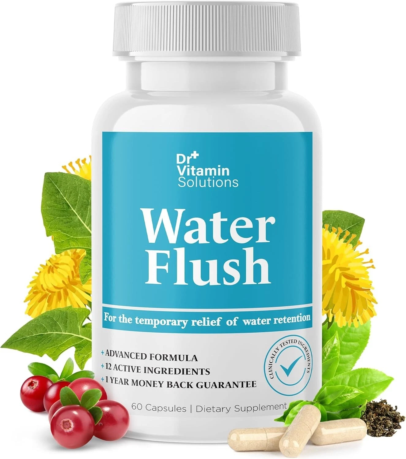 Dr Vitamin Solutions Water Flush For Relief Of Water Retention 60ct Exp: 04/2027