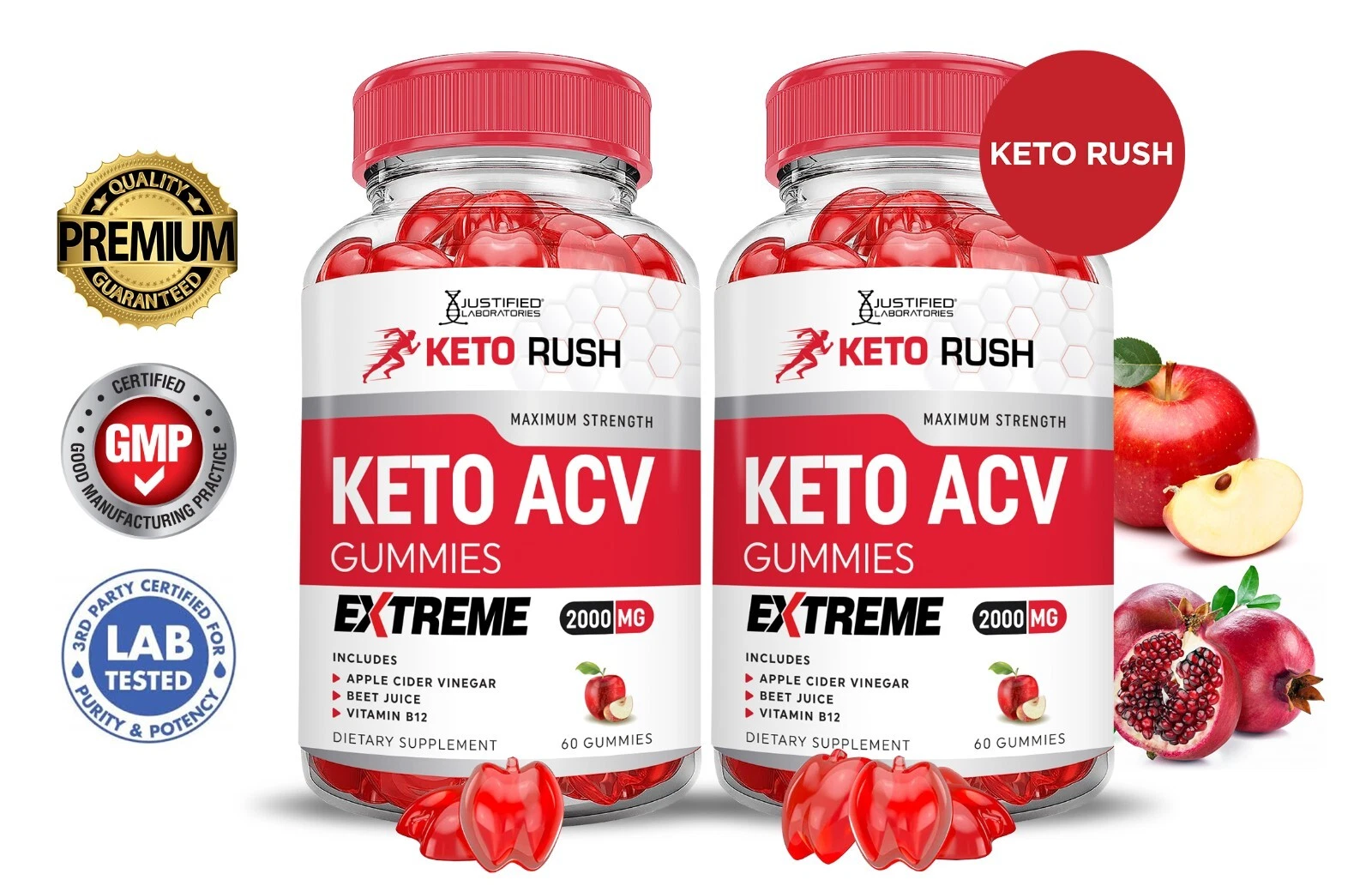 Keto Rush Extreme ACV Gummies 2000MG Apple Cider Vinegar 120 Gummys