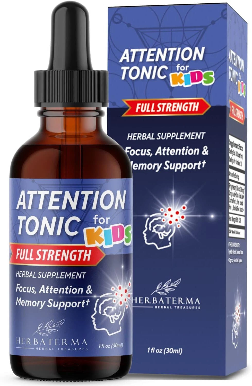 HerbaTerma Kids Attention Tonic Supplement ~ Helps Focus & Concentration