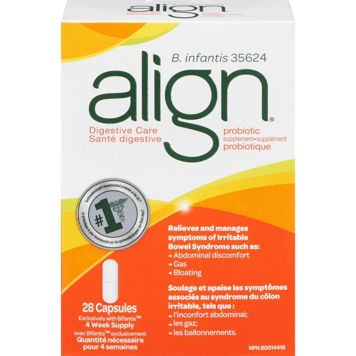 Align Probiotic Daily Supplement Digestive Care 28 Vegetarian Capsules NEW