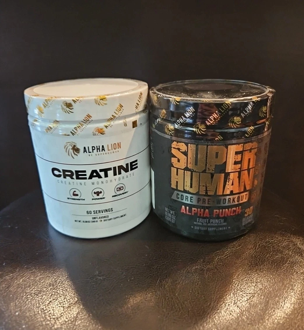 ALPHA LION Core Pre Workout Powder (ALPHA Punch) & Creatine Monohydrate Duo Pack