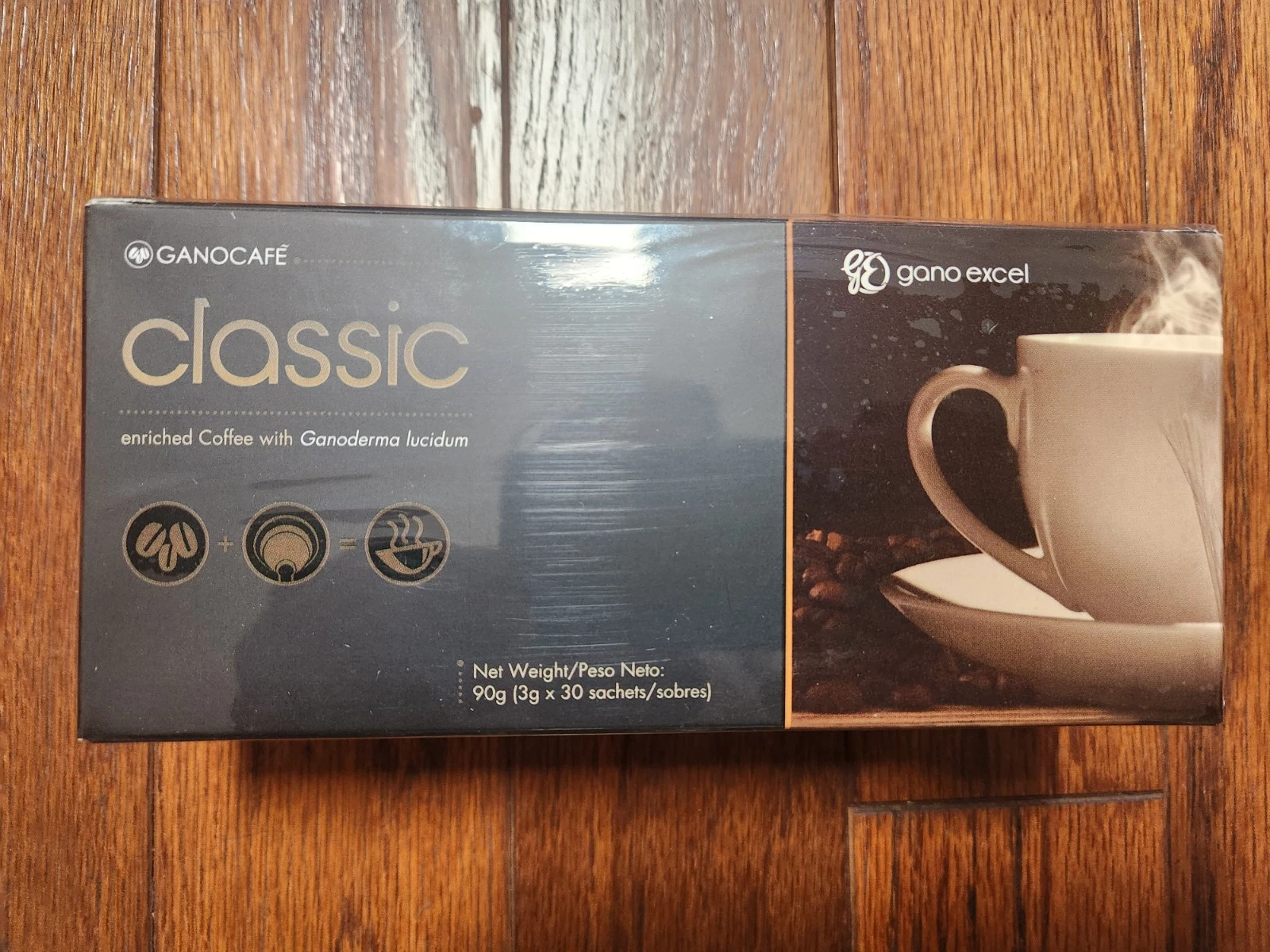 GANOCAFE CLÁSICO GANODERMA PESO NETO 90 GR 30 SOBRES 08/2027 GANO EXCELENTE SELLADO