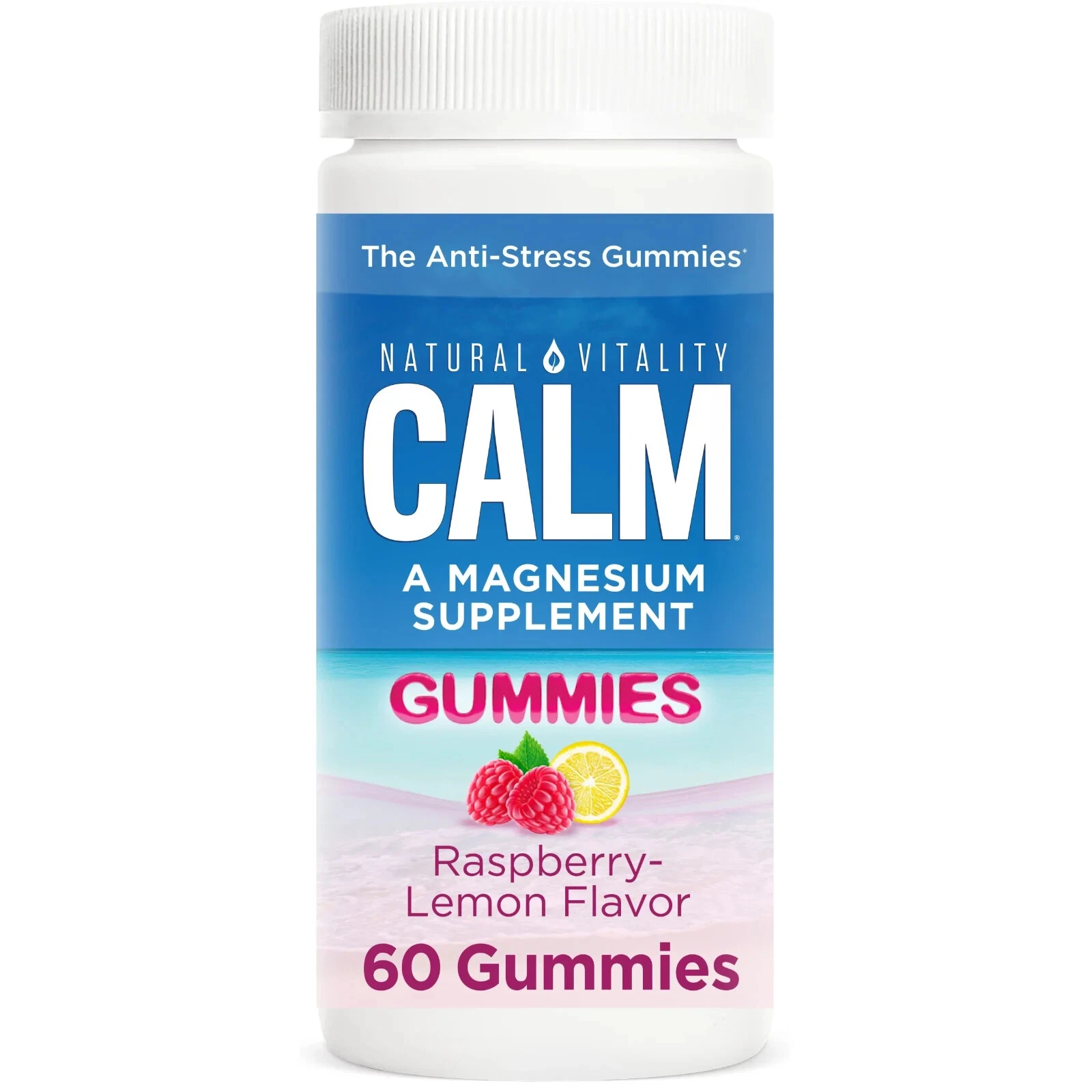 Natural Vitality Calm Raspberry Lemon Stress Relief Gummies 60 ct