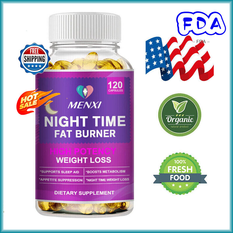 120Pc Night Time Fat Burner Capsules Weight Loss Appetite Suppressant Supplement