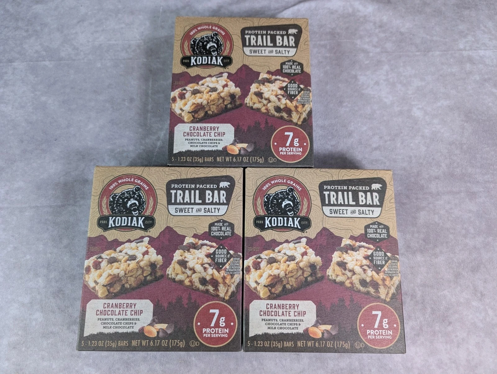 Kodiak Trail Bar Sweet & Salty Cranberry Chocolate Chip 3 Pack 15 Bars Total