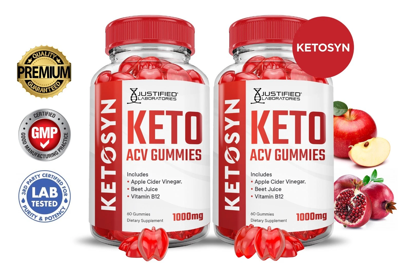 Ketosyn Keto ACV Gummies 1000MG Apple Cider Vinegar 120 Gummys