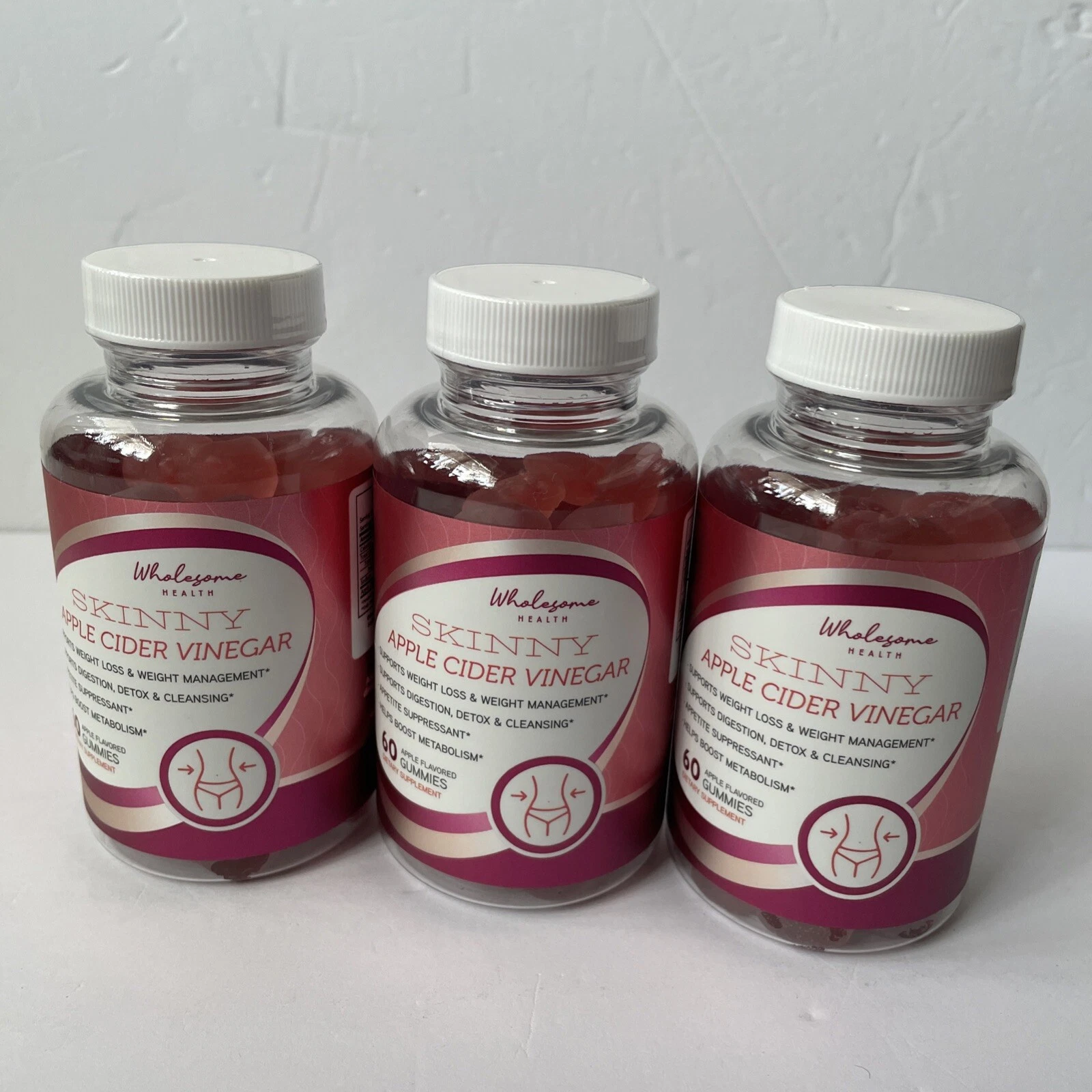 WHOLESOME HEALTH SKINNY APPLE CIDER VINEGAR 60 Gummies-3 Packs (Exp 3/26) Sealed