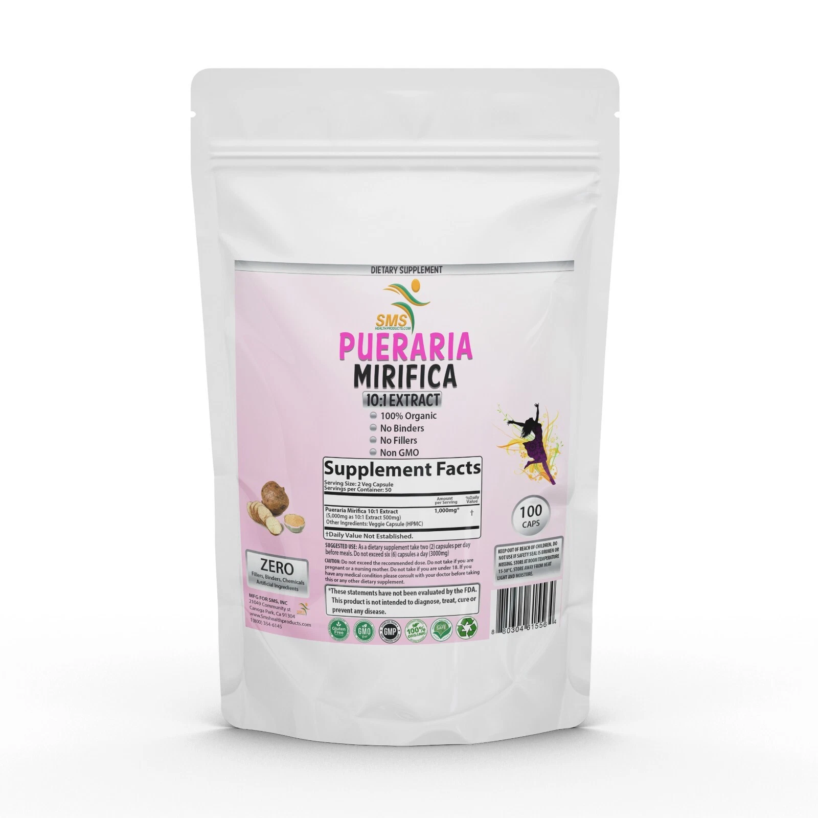 Pueraria Mirifica Kwao Krua Kao 5000mg Female Support 100 Capsules Organic