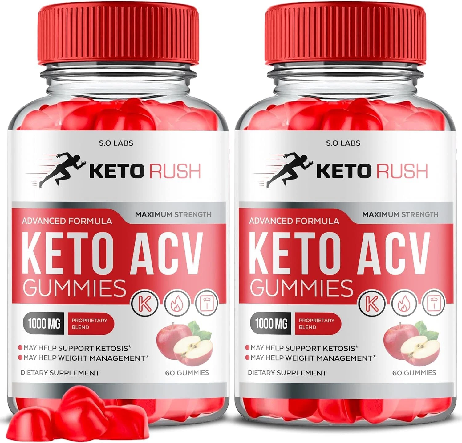 (2 Pack) Keto Rush ACV Gummies, Keto Rush Apple Cider Vinegar Keto (120 Gummies)