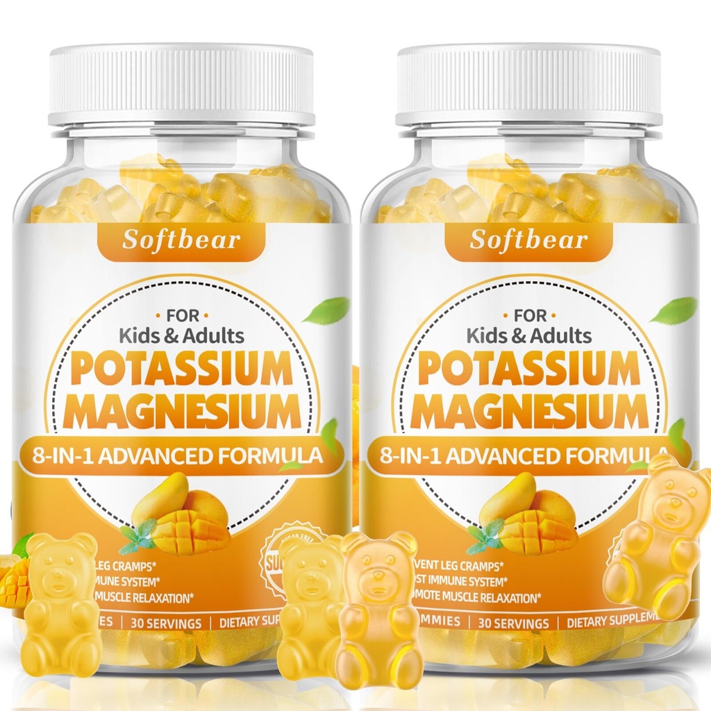 softbear Potassium Magnesium Gummies for Women Calcium Magnesium Potassium Su...