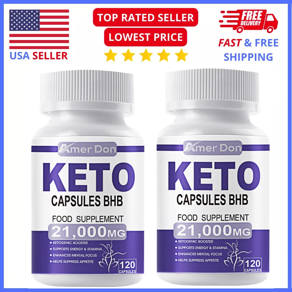 Keto BHB Apple Cider Vinegar ACV Diet Pills 21000mg 120 Hard Capsules & 2Bottles