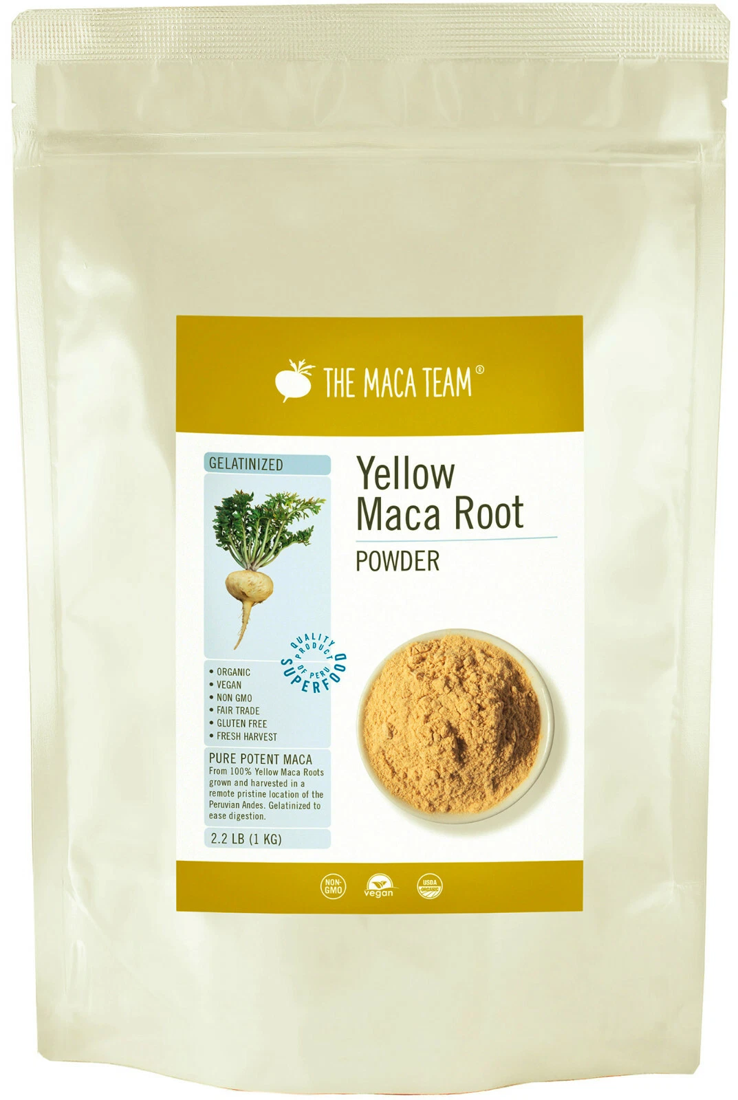 Gelatinized Maca Root Powder From Peru - Certified Organic, Fresh Harvest