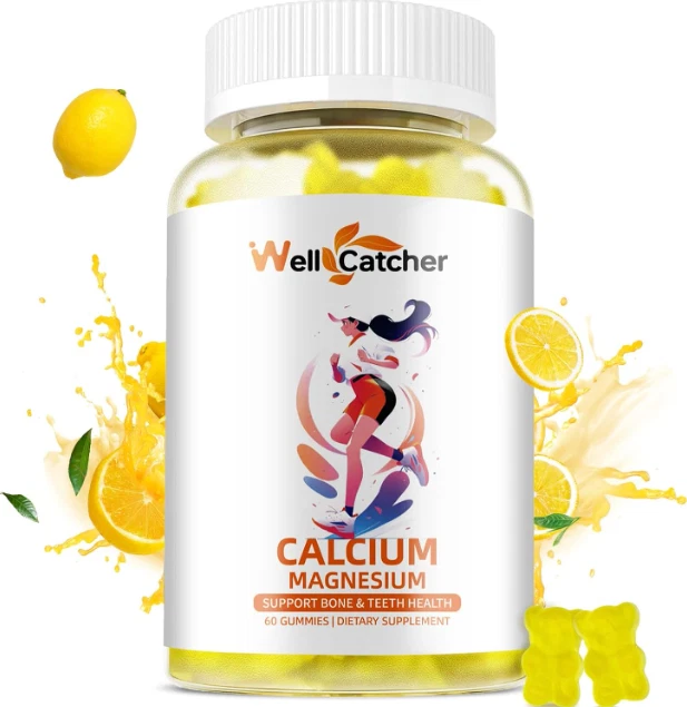 Calcium Magnesium Gummies with Vitamin D3 K2 Sugar Free 600Mg Algae Calcium Magn