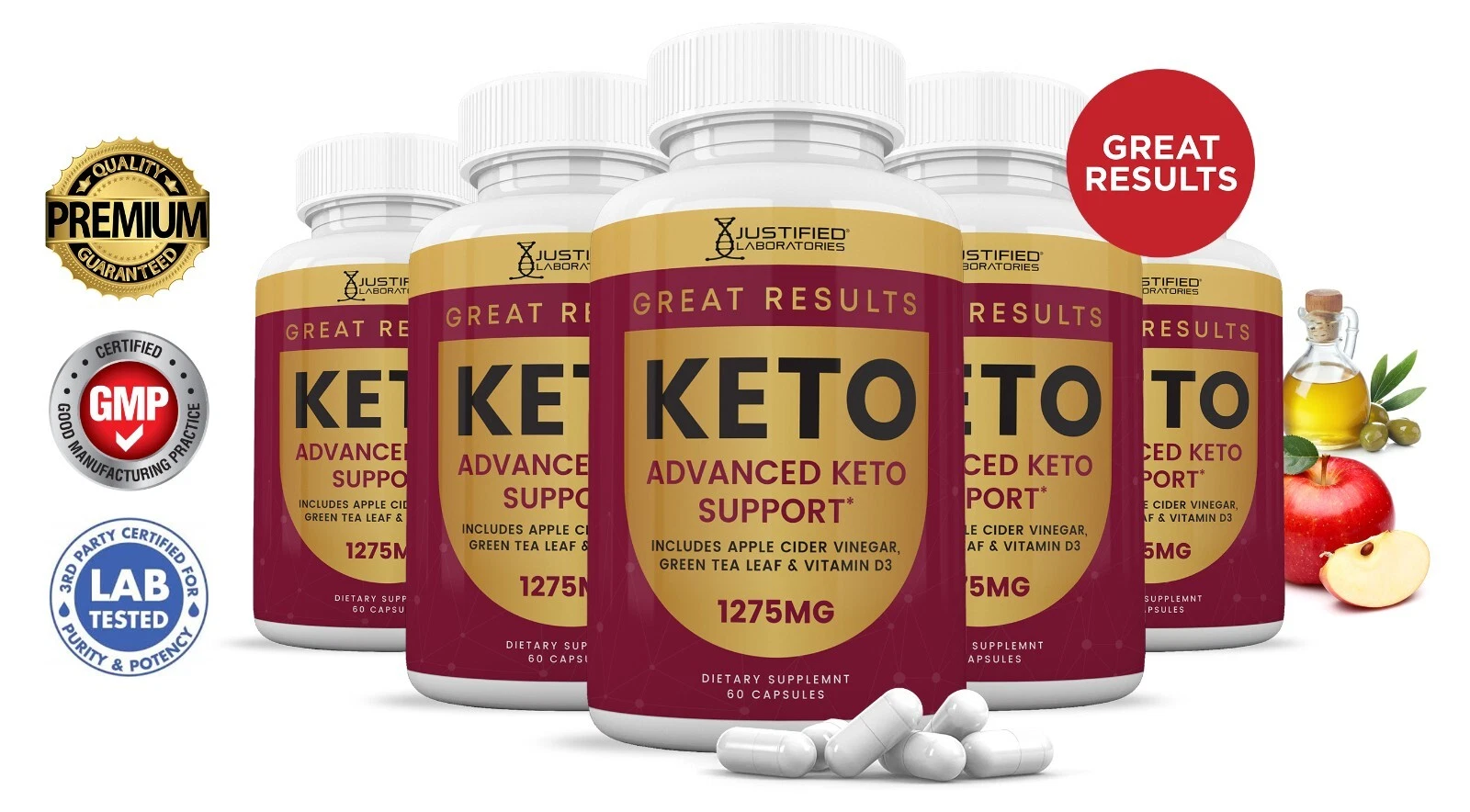 Great Results Keto ACV Pills 1275 MG Stronger Than Gummies Keto Support 5 Pack