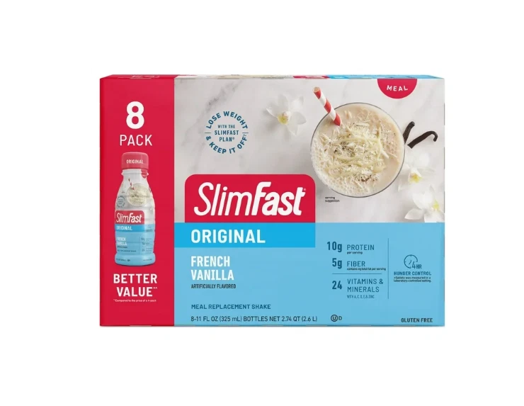 SlimFast Meal Replacement Protein Shake, French Vanilla, 11 Fl Oz Bottle, 8 Pack