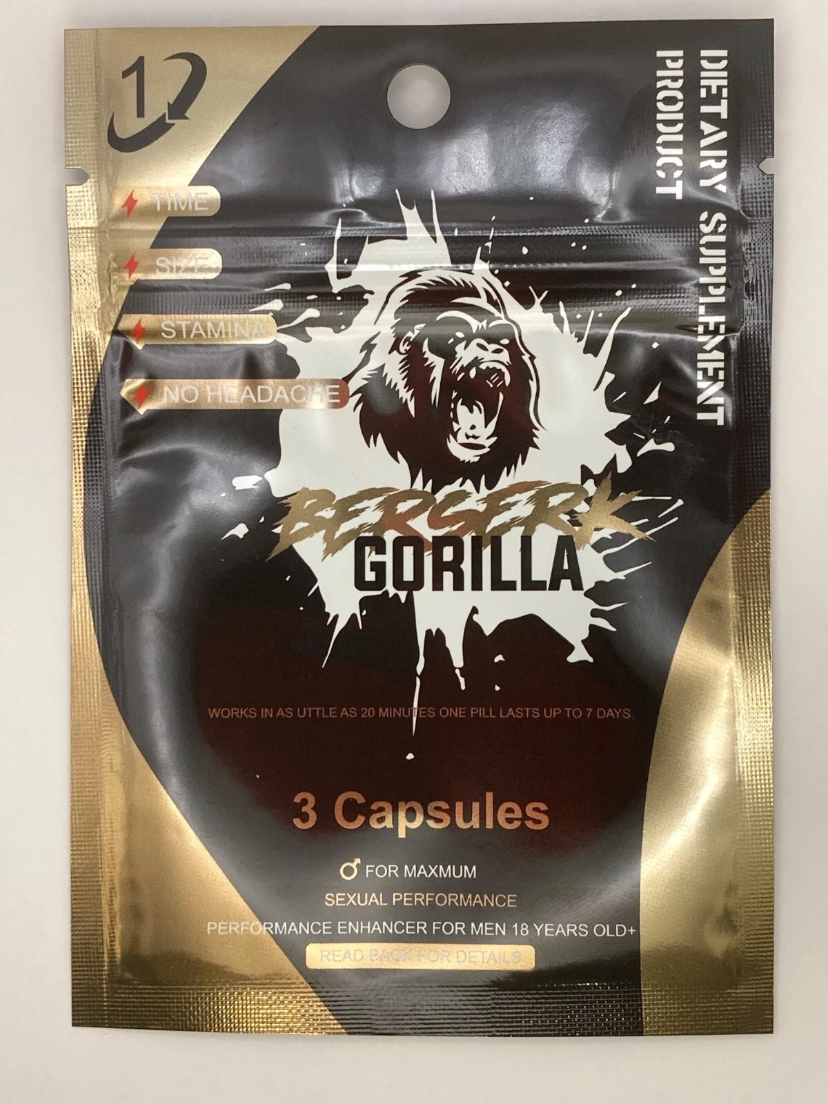 BerserkGorilla Male Performance Stay Hard 10-Pills (New Packaging)