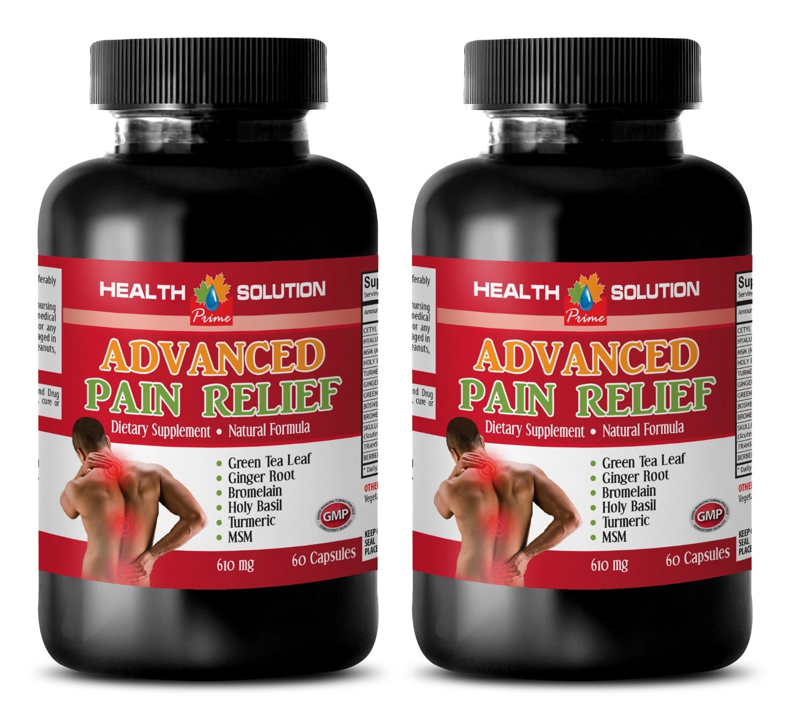 Pain herbal capsules - ADVANCED PAIN RELIEF - 2 Bottles- uncovered