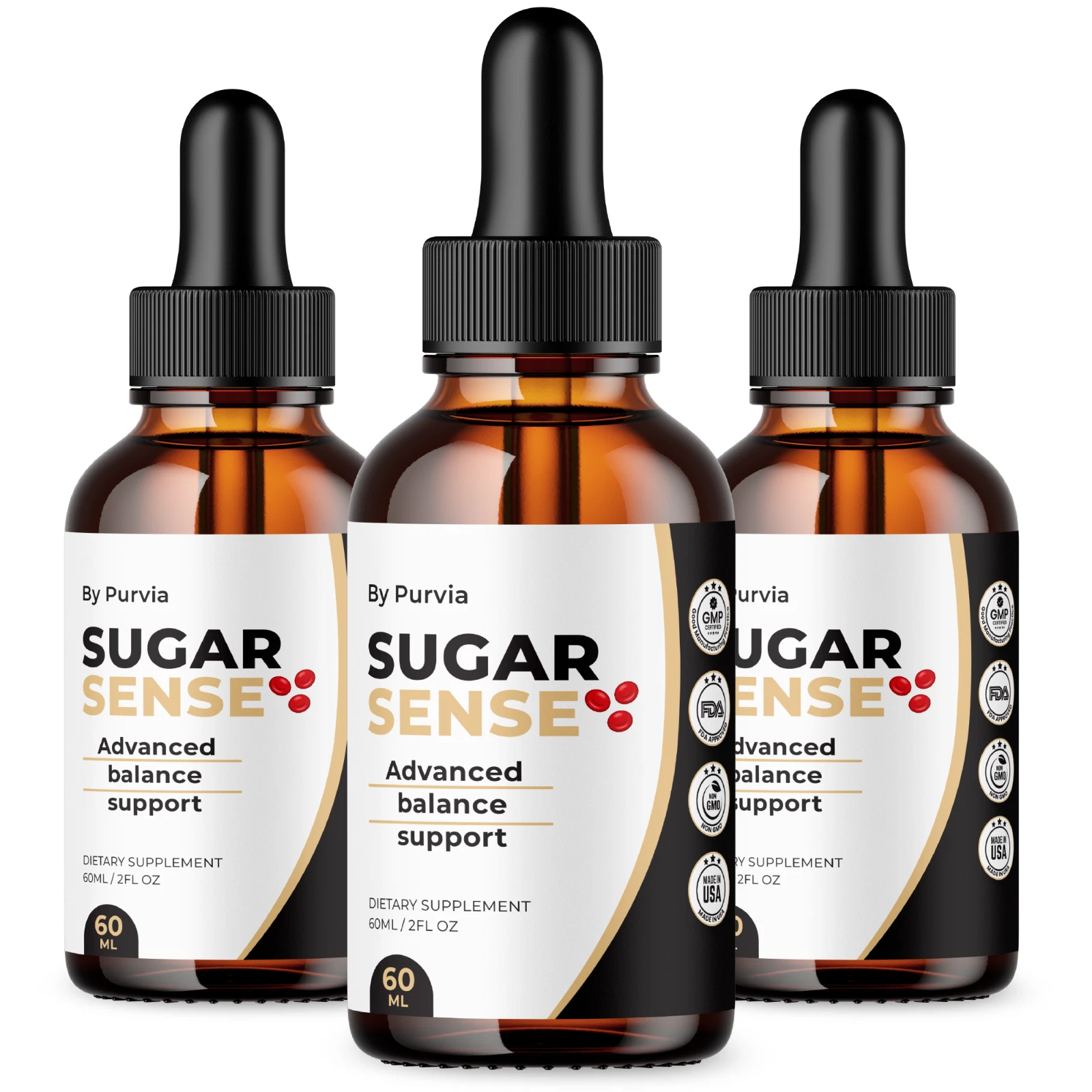 Sugar Sense Drops Maximum Overall Wellness Health Support Made in USA (3 Pack)