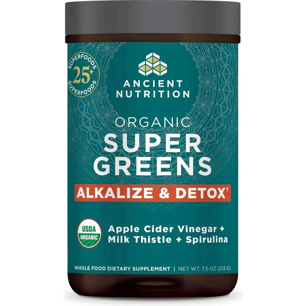 Ancient Nutrition Super Greens Alkalize & Detox Powder 25 Servings, 7.5oz