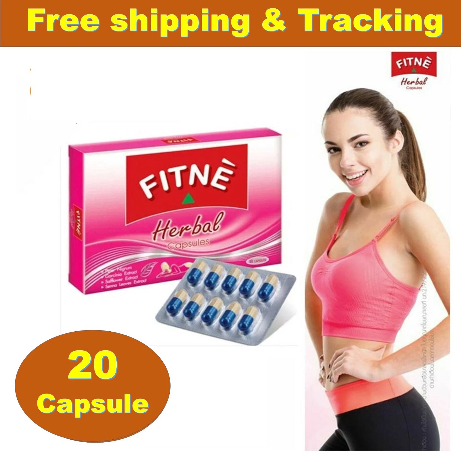 Fitne Herbal Capsules Weight Loss Diet Fat Burn Slimming Fit Detox 20 Capsules