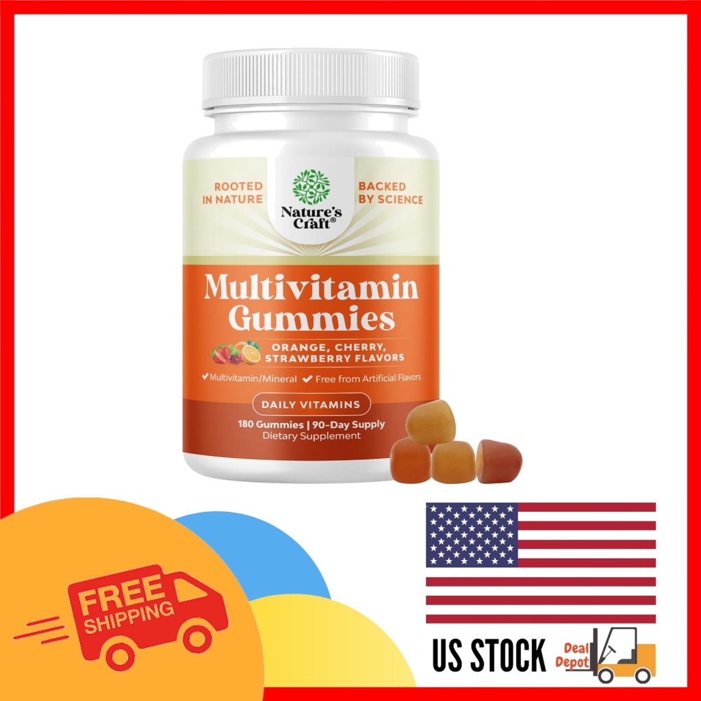 Potent Daily Multivitamin Gummies for Adults - 180 Count - Immune & Energy Boost