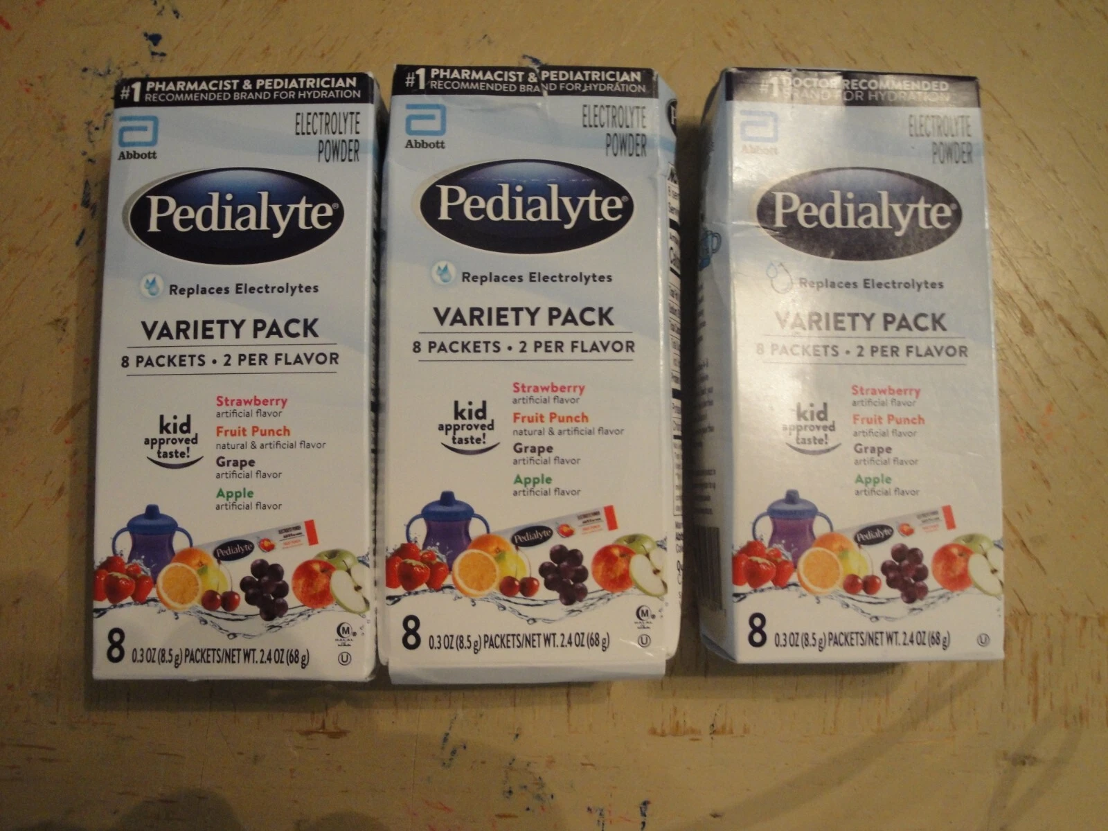 3x Pedialyte Electrolyte Powder Packets Variety Pack Hydration Drink 8ct #N72