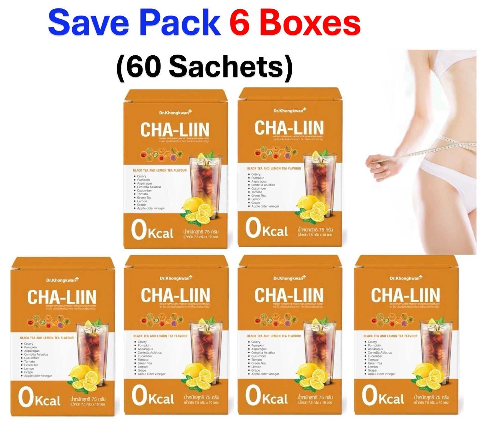 6X Cha-Liin Dietary Supplement Lemon Tea Flavor Weight Control Dietary Supplemen