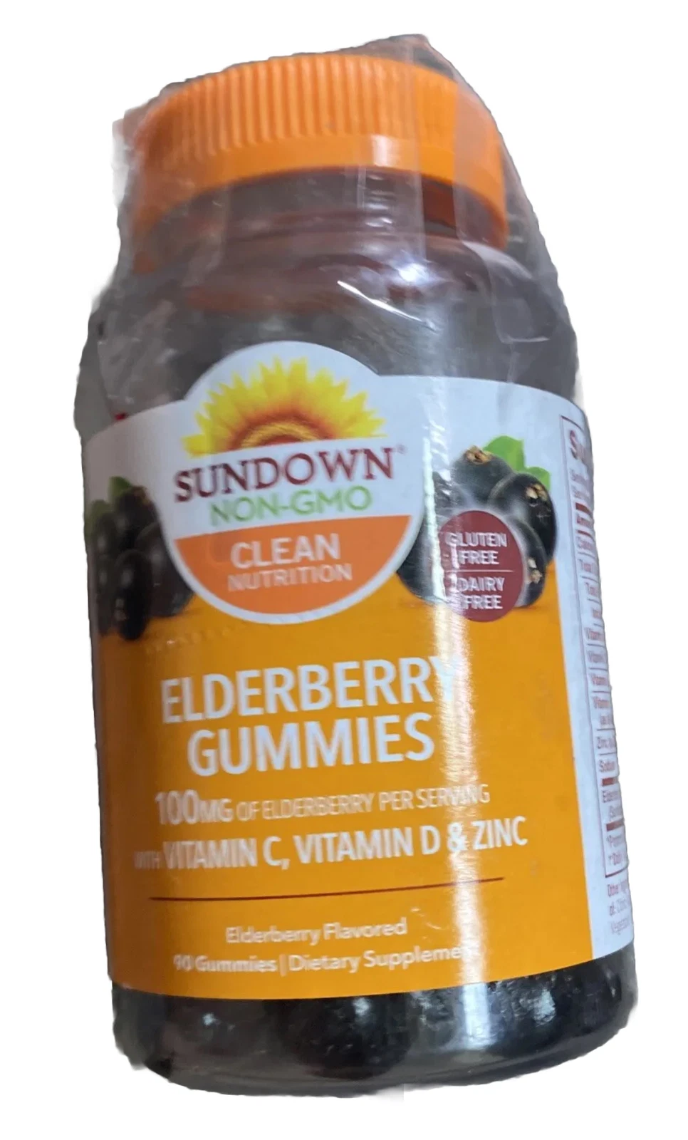 Sundown Elderberry Non-GMO Vitamin C, D & Zinc | Gluten Free | 90 Gummies