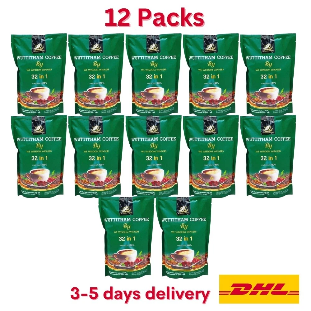 12x Wuttitham Instant Coffee 32 in 1 Herbs Mixed Weight Management Diet Healthy