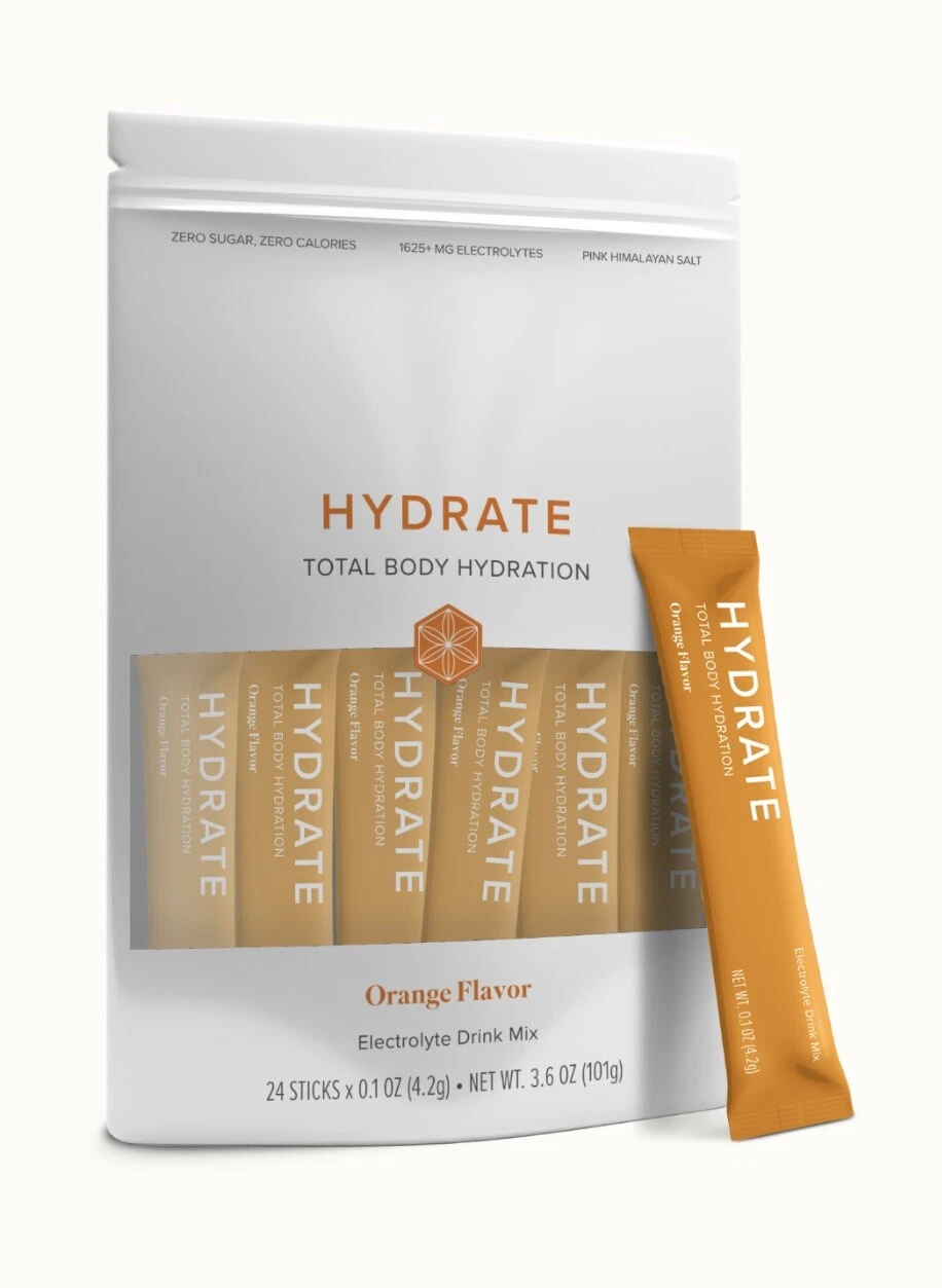 Isagenix New Hydrate Electrolytes Drink Mix 24 Sticks X 0.1oz Orange Flavor