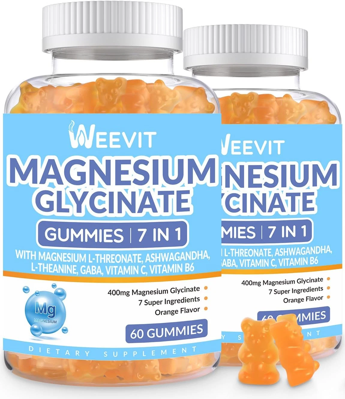 Sugar-Free Magnesium Glycinate Gummies 400Mg with Magnesium L-Threonate 200Mg...