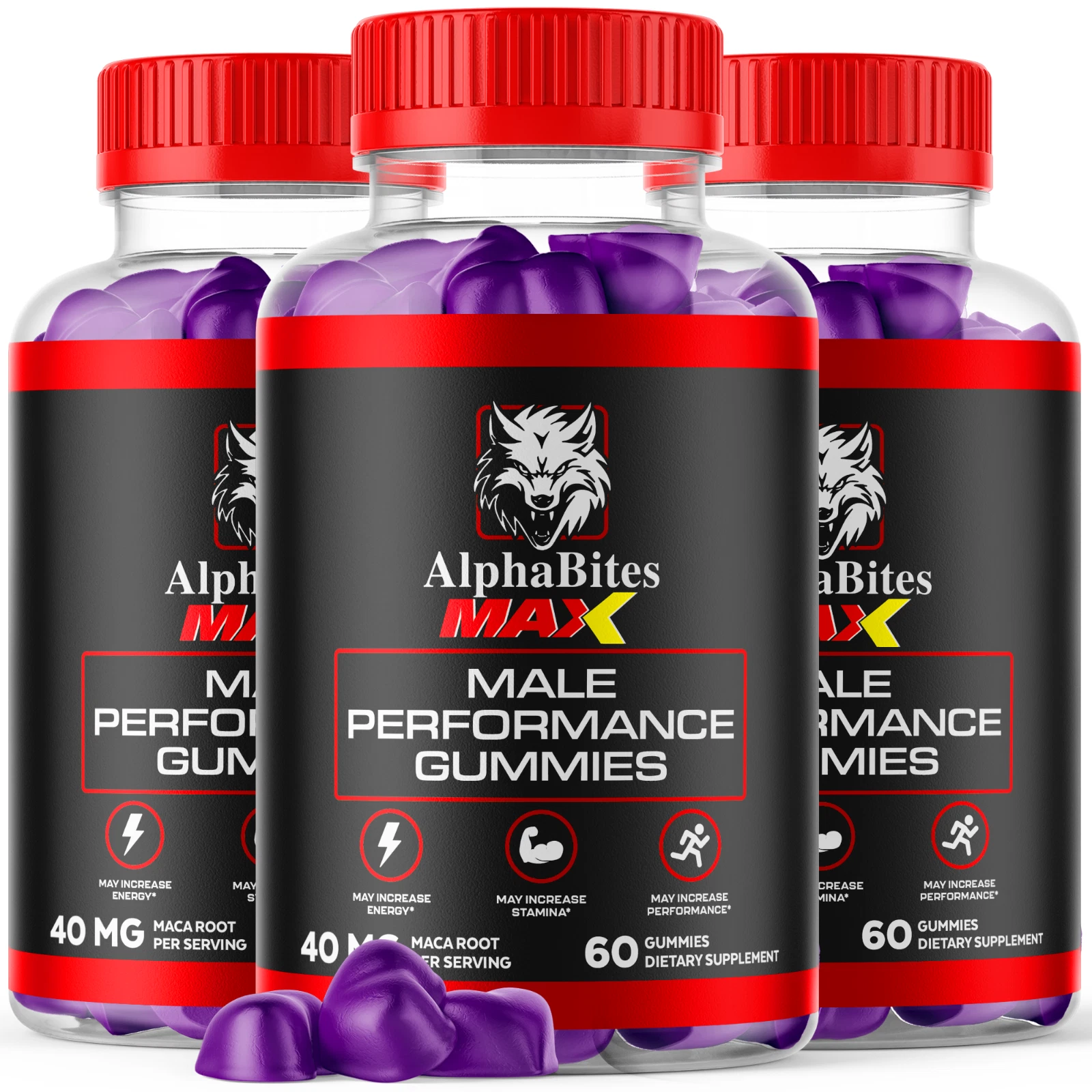 (3 Pack) Alpha Bites Max Gummies AlphaBites Max Supplement for Men (180 Gummies)