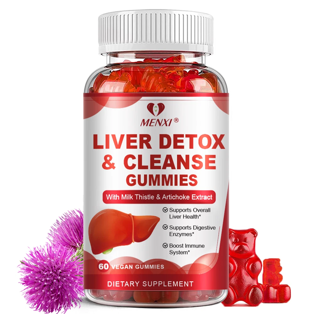 Liver Detox Gummies Milk Thistle - Turmeric Blend Toxin Cleanse Support 60pcs