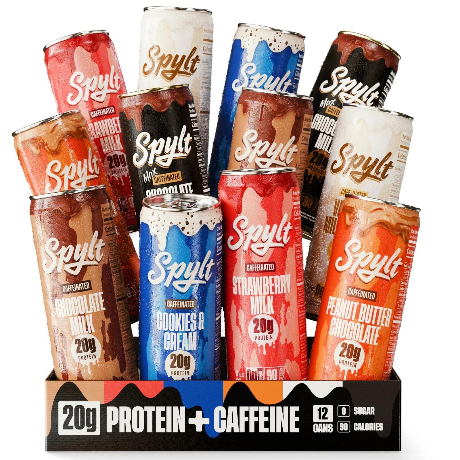 High Protein Milk - 6 Flavor Variety Pack with 60mg Caffeine & 20g Protein - ...