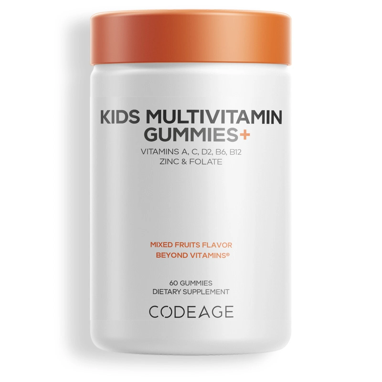 Codeage Kids Multivitamin Gummies, Zinc, Folate, Children's Vitamins, 60 Gummies