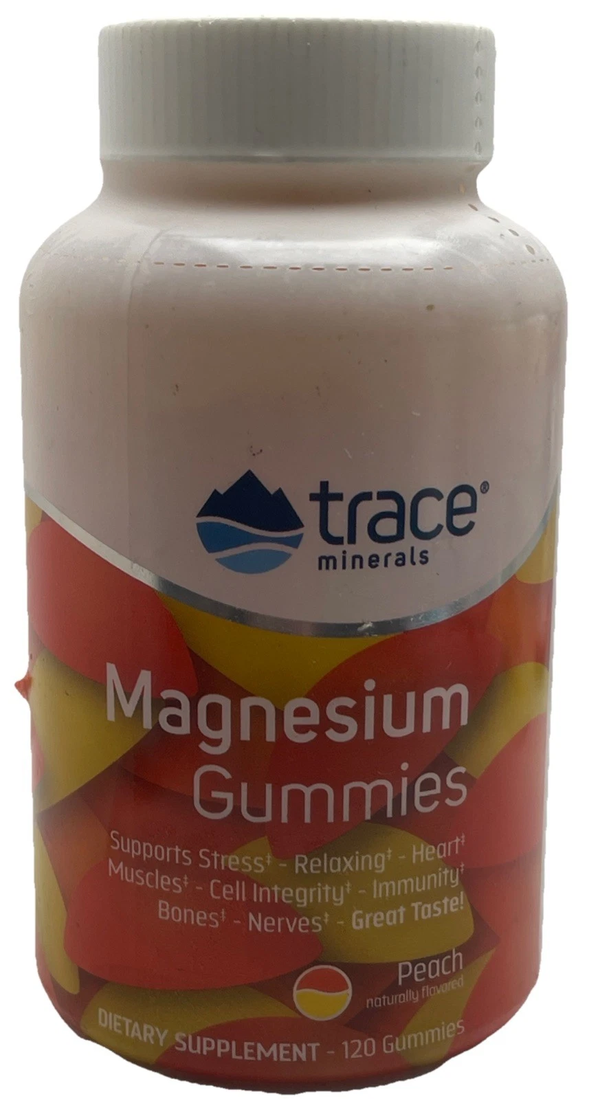 Trace Minerals Magnesium Gummies Peach 120 Gummy Exp: 9/25