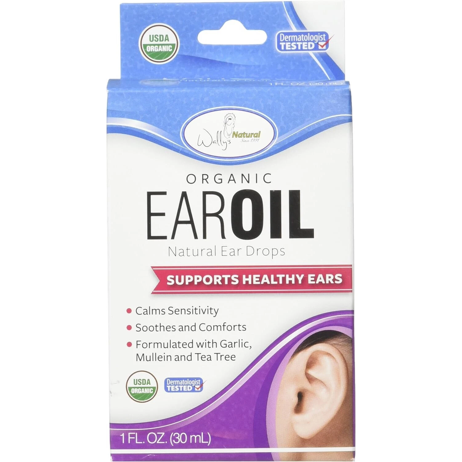 Wally's Organic Ear Oil, Natural Ear Drops, 1 Fluid Ounce