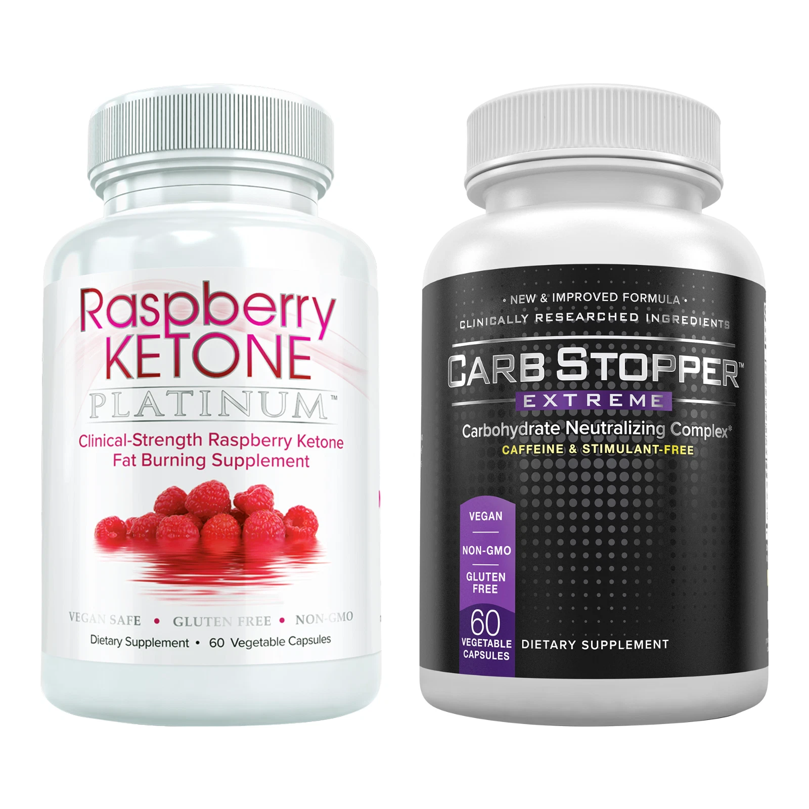 COMPREHENSIVE WEIGHT LOSS DUO: Raspberry Ketone Platinum & Carb Stopper Extreme