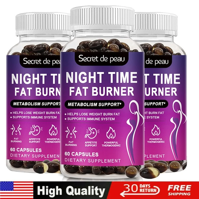 3Packs Night Time Fat Burner Pills Weight Loss Support Metabolism Supplement