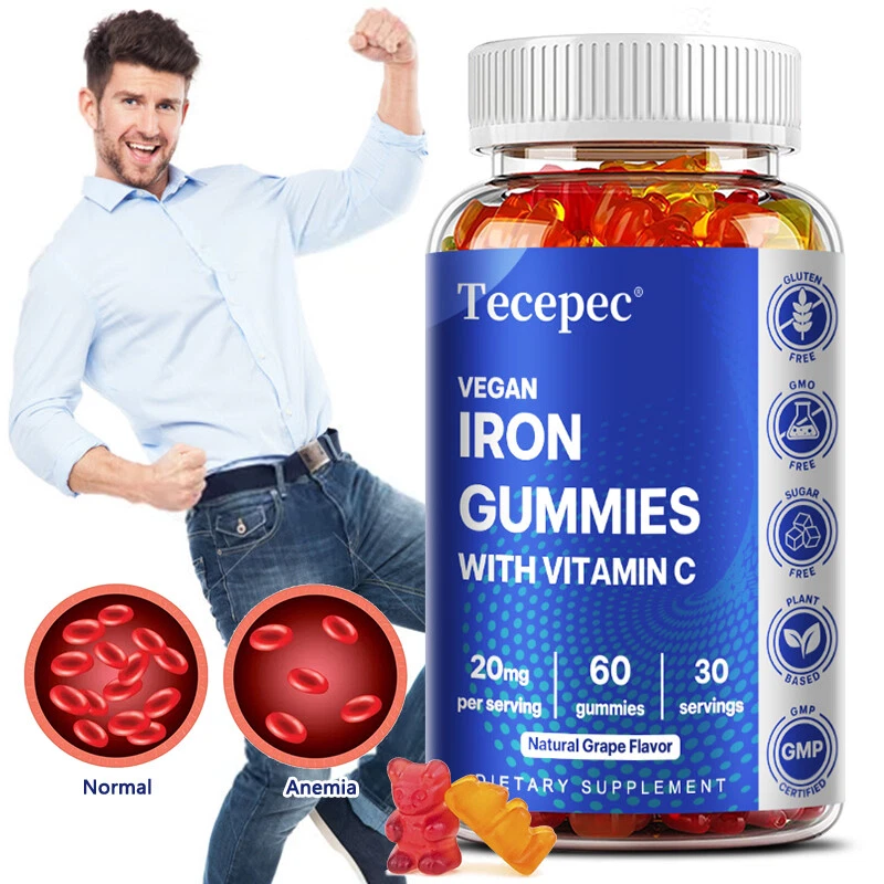 Iron Gummies - with Vitamin C - Energy and Immune Support Hemoglobin Production