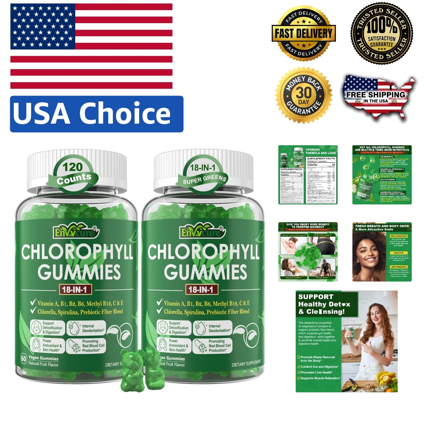 Organic Chlorophyll Gummies with Spirulina & Chlorella – Immune Boosting Power